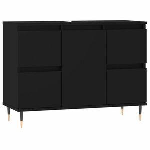 Fekete szerelt fa mosdószekrény 80 x 33 x 60 cm kép