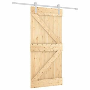 vidaXL tömör fenyőfa tolóajtó fémszerelék szettel 95 x 210 cm kép