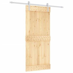 vidaXL tömör fenyőfa tolóajtó fémszerelék szettel 90 x 210 cm kép