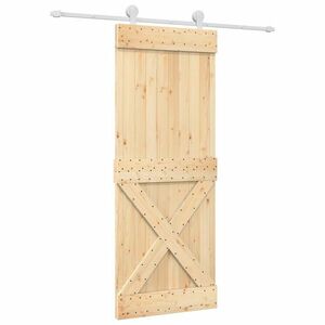 vidaXL tömör fenyőfa tolóajtó fémszerelék szettel 80 x 210 cm kép