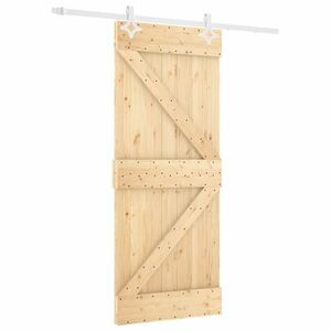 vidaXL tömör fenyőfa tolóajtó fémszerelék szettel 80 x 210 cm kép