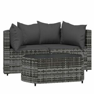 vidaXL 3 részes szürke polyrattan kerti ülőgarnitúra párnákkal kép