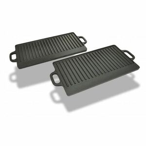 vidaXL 2 db megfordítható öntöttvas grilltálca 38 x 23 cm kép
