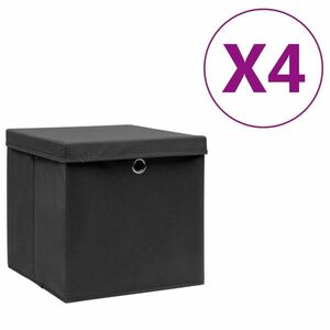 vidaXL 4 db fekete fedeles tárolódoboz 28 x 28 x 28 cm kép