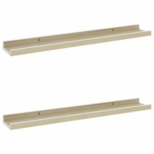 vidaXL 2 db fehér és sonoma tölgy színű fali polc 60 x 9 x 3 cm kép
