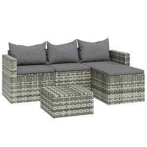 vidaXL 3 részes szürke polyrattan kerti ülőgarnitúra párnákkal kép