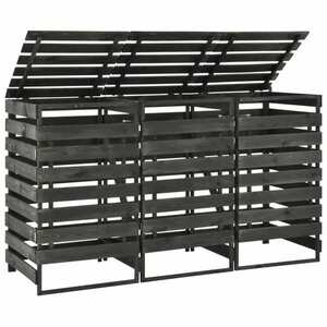 vidaXL festett tömör fenyőfa tripla kerekeskuka-tároló 210x75x121 cm kép