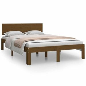 vidaXL Small Double mézbarna tömör fa ágykeret 120 x 190 cm kép
