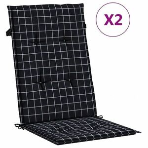 vidaXL 2 db fekete kockás szövet magas háttámlájú székpárna kép