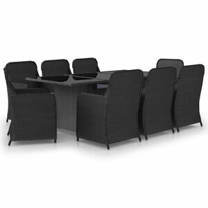 vidaXL 9 részes fekete polyrattan kerti étkezőgarnitúra kép