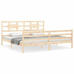 vidaXL tömör fa ágykeret fejtámlával 200 x 200 cm kép