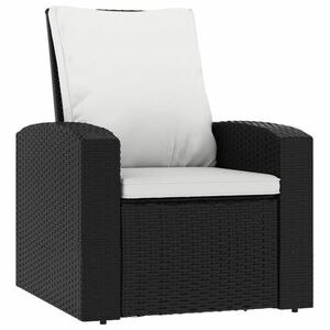 vidaxl dönthető Kerti szék párnával, polyrattan, fekete kép