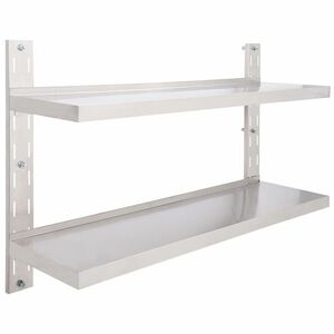 vidaXL kétszintes rozsdamentes acél falra szerelhető fali polc 120 x 30 cm kép