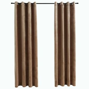 vidaXL 2 db bézs bársony sötétítőfüggöny gyűrűkkel 140 x 245 cm kép