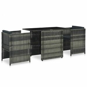 3 részes szürke polyrattan bisztrószett párnákkal kép
