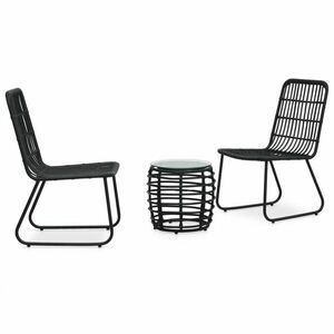 vidaXL 3 darabos fekete polyrattan bisztrószett kép