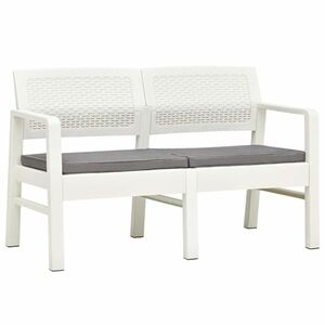 vidaXL 2-személyes antracitszürke műanyag kerti pad párnákkal 120 cm kép