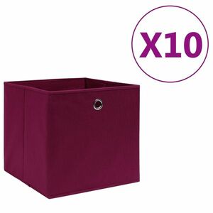 vidaXL 10 db sötétpiros nem szőtt szövet tárolódoboz 28 x 28 x 28 cm kép
