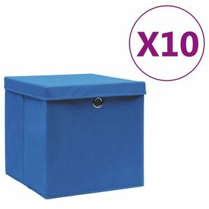 vidaXL 10 db kék fedeles tárolódoboz 28 x 28 x 28 cm kép