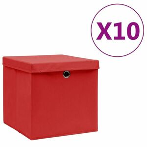 vidaXL 10 db piros fedeles tárolódoboz 28 x 28 x 28 cm kép