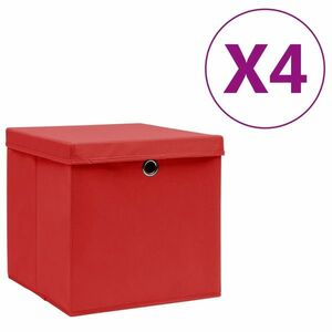vidaXL 4 db piros fedeles tárolódoboz 28 x 28 x 28 cm kép