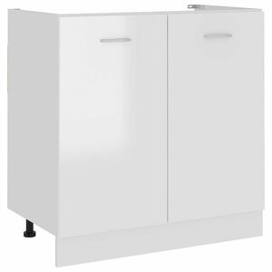 vidaXL magasfényű fehér szerelt fa mosogató alsószekrény 80x46x81, 5 cm kép