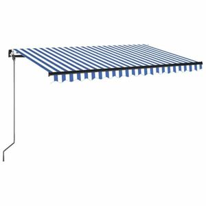 vidaXL kék és fehér kézzel kihúzható LED-es napellenző 450 x 350 cm kép