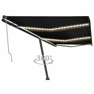 vidaXL antracitszürke szélérzékelős és LED-es napellenző 600x300 cm kép