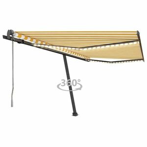 vidaXL sárga-fehér szélérzékelős és LED-es napellenző 450 x 300 cm kép