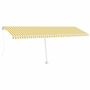 vidaXL sárga és fehér kézzel kihúzható LED-es napellenző 600 x 350 cm kép