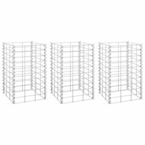vidaXL 3 db vas gabion magaságyás 30 x 30 x 50 cm kép
