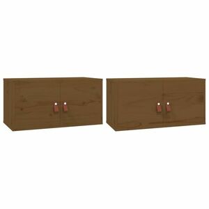 vidaXL 2 db mézbarna tömör fenyőfa faliszekrény 60 x 30 x 30 cm kép
