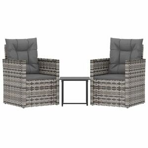 vidaXL 3 részes szürke polyrattan kültéri ülőgarnitúra párnákkal kép