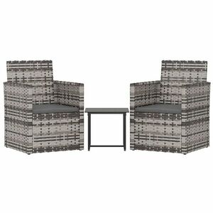 vidaXL 3 részes szürke polyrattan kültéri ülőgarnitúra párnákkal kép