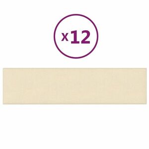 vidaXL 12 db krémszínű szövet fali panel 60 x 15 cm 1, 08 m² kép