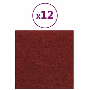 vidaXL 12 db bordó szövet fali panel 30 x 30 cm 1, 08 m² kép