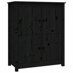 vidaXL fekete tömör fenyőfa tálalószekrény 83 x 41, 5 x 100 cm kép
