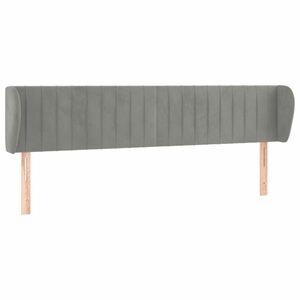 vidaXL világosszürke bársony fejtámla szárnyakkal 203x23x78/88 cm kép