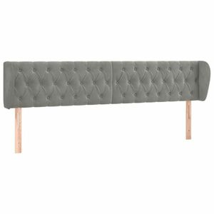 vidaXL világosszürke bársony fejtámla szárnyakkal 203x23x78/88 cm kép
