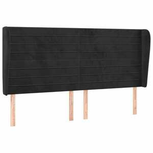 vidaXL fekete bársony fejtámla szárnyakkal 203x23x118/128 cm kép