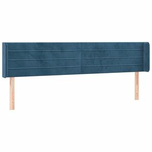 Sötétkék bársony szárnyas fejtámla 183x16x78/88 cm kép