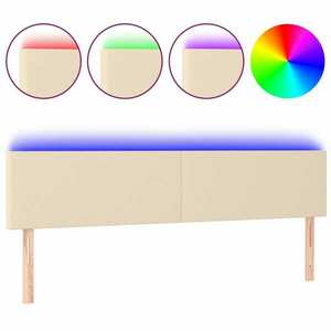 vidaXL krémszínű szövet LED-es fejtámla 180x5x78/88 cm kép