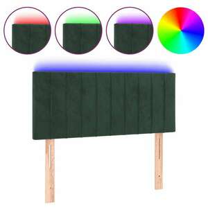 Sötétzöld bársony led-es fejtámla 100x5x78/88 cm kép