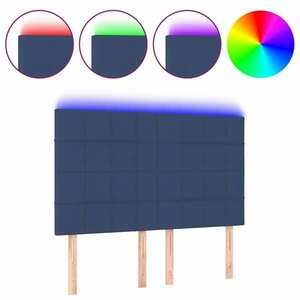 vidaXL kék szövet LED-es fejtámla 144x5x118/128 cm kép