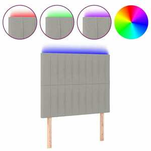 Világosszürke szövet led-es fejtámla 80x5x118/128 cm kép