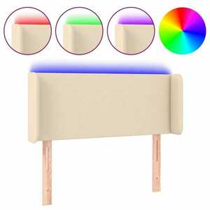 vidaXL krémszínű szövet LED-es fejtámla 103 x 16 x 78/88 cm kép