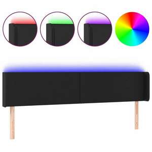 vidaXL fekete műbőr LED-es fejtámla 163 x 16 x 78/88 cm kép