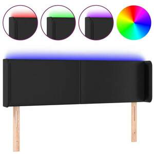 vidaXL fekete műbőr LED-es fejtámla 147 x 16 x 78/88 cm kép