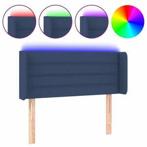 Kék szövet led-es fejtámla 83 x 16 x 78/88 cm kép