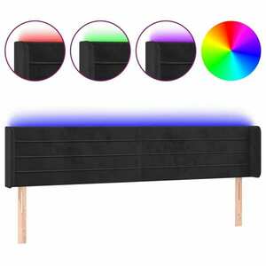 vidaXL fekete bársony LED-es fejtámla 183 x 16 x 78/88 cm kép